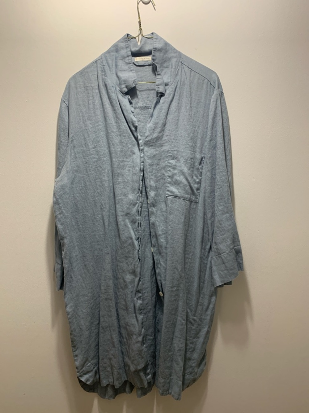 Light Blue Linen Button-Up Sleep Shirt